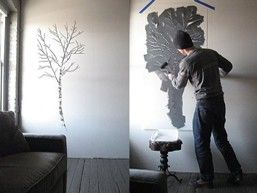 Трафарет для декора стены рисунком дерева